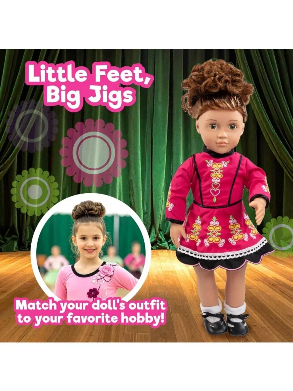 Handmade Irish Step Dancing Doll Outfit - 4 Piece Costume Set for 18